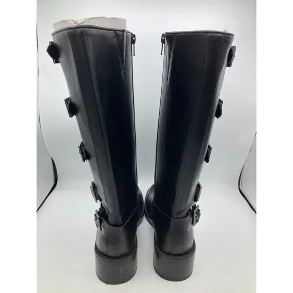 Wild Fable Womens Black Faux Leather Rebel Tall Moto Buckle Boots Size 8.5 - Picture 4 of 5